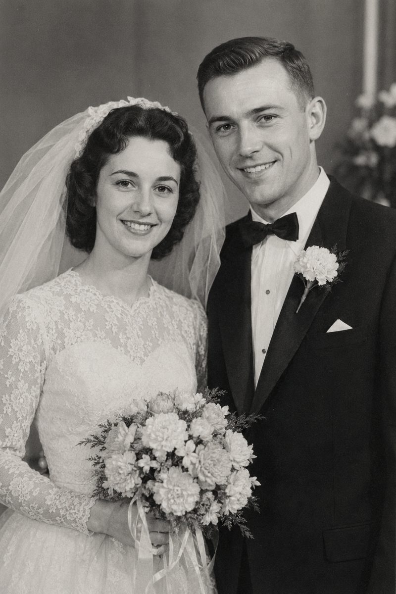 Eleanor and Walter on their wedding day, 1961